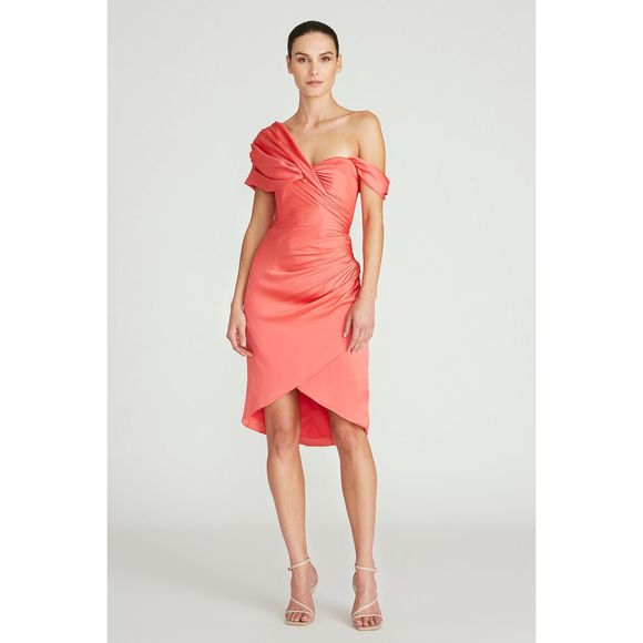 THEIA DANIELA DRAPED COCKTAIL DRESS